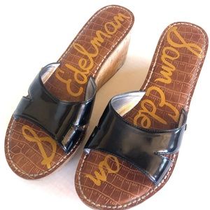 SAM EDELMAN Black Reid Wedge Slides 9
